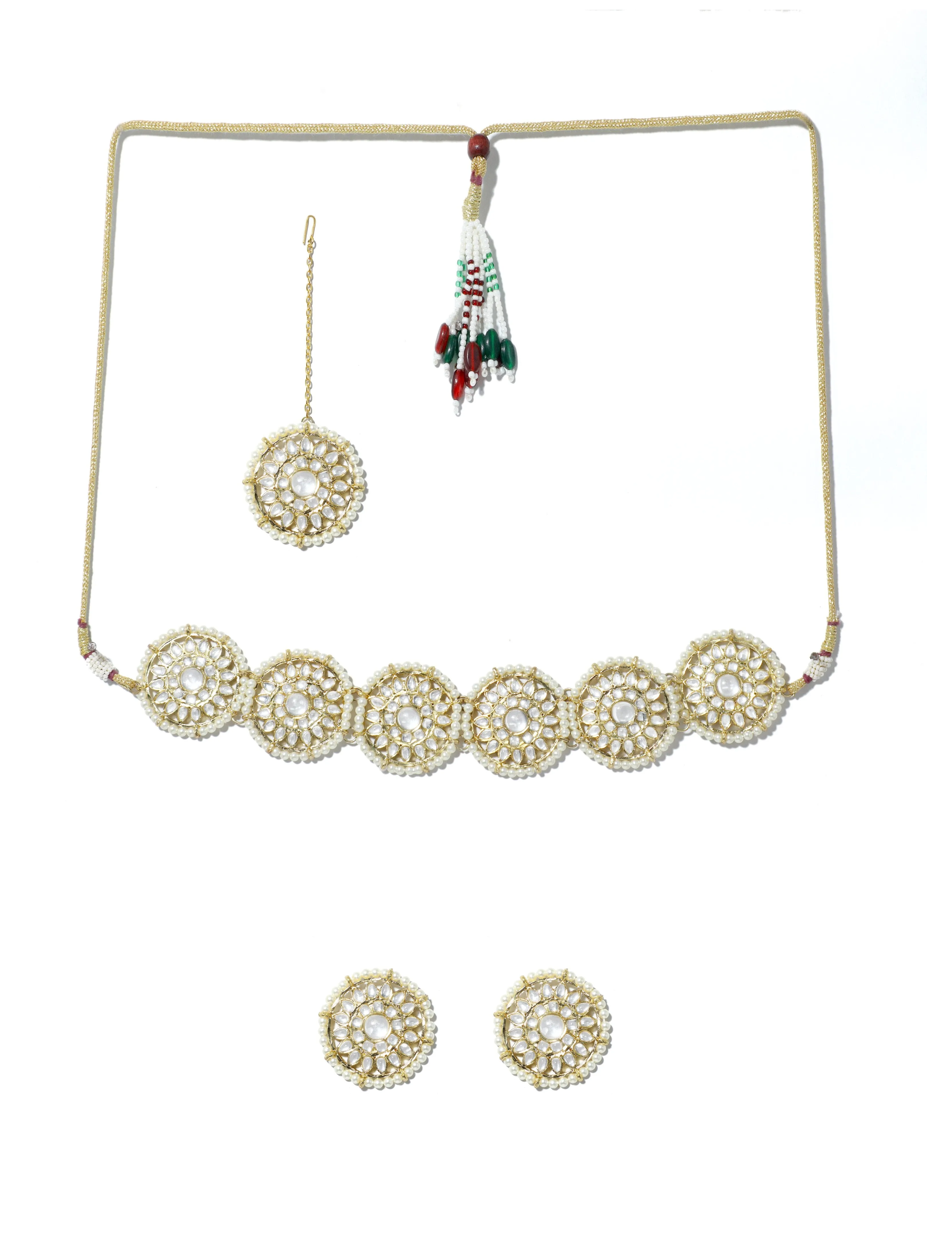 Kundan Choker Pearl Beads Necklace Set