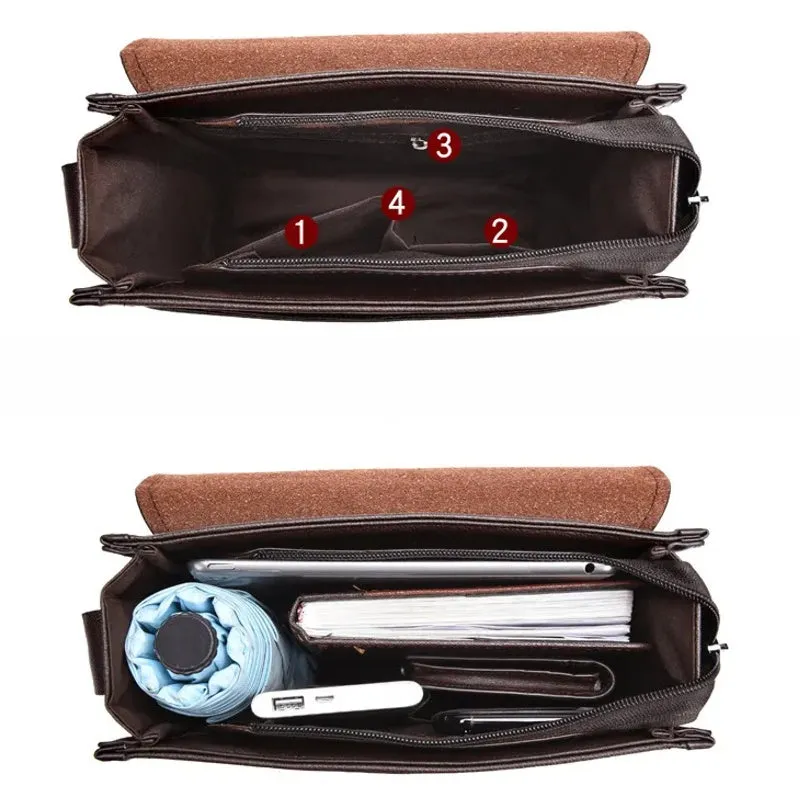 Large Business Men Shoulder Messenger Leather Bag