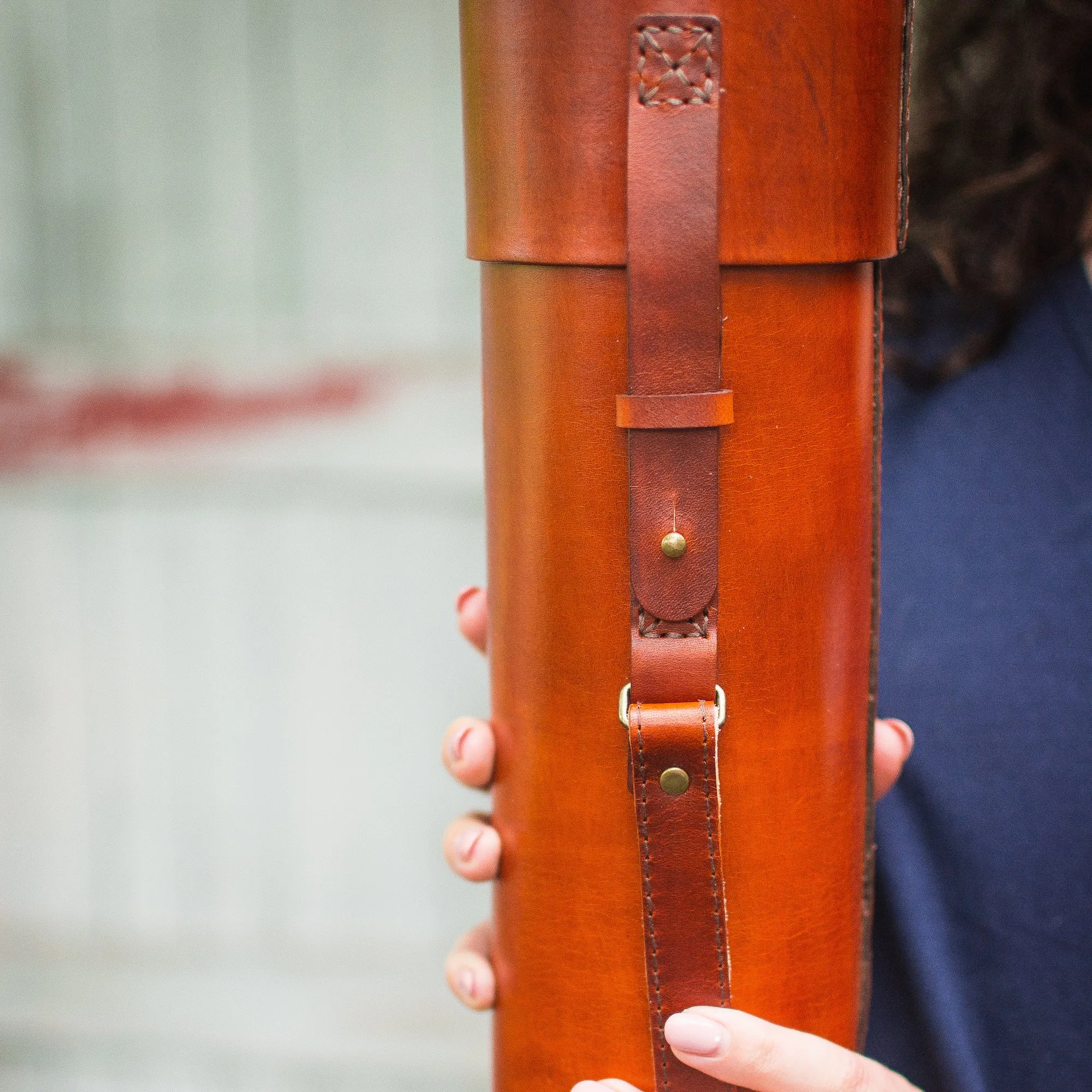 LEATHER BLUEPRINT TUBE - MAP CASE
