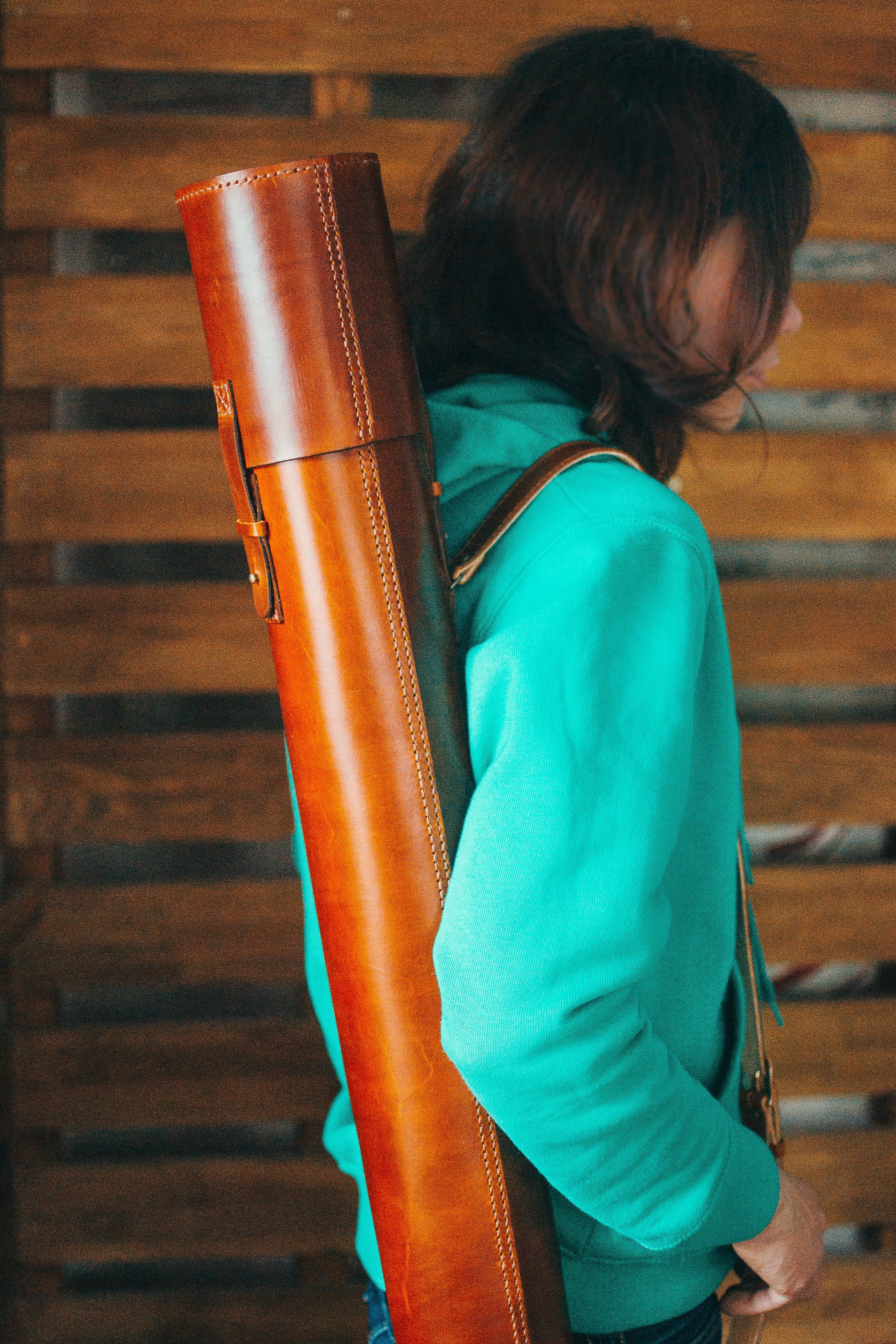 LEATHER BLUEPRINT TUBE - MAP CASE