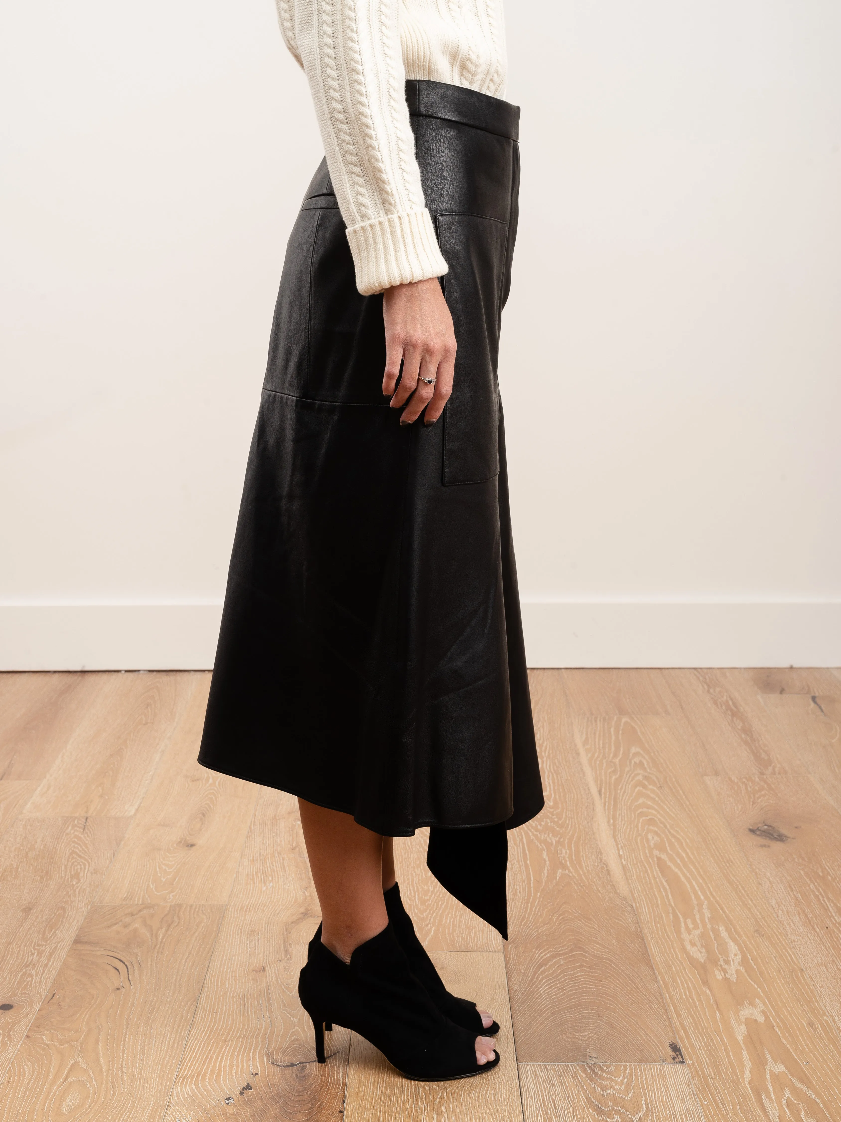 leather drape skirt
