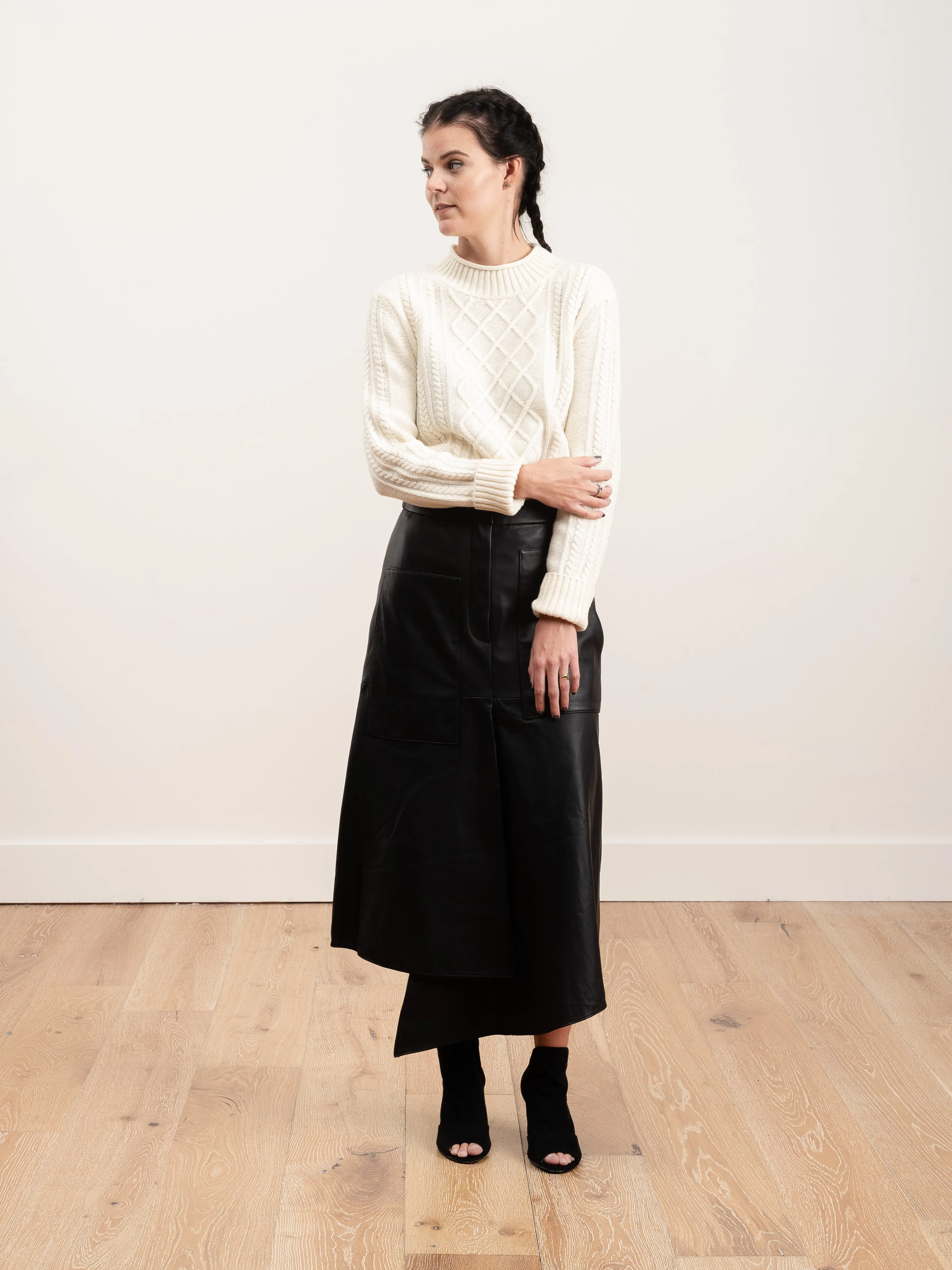 leather drape skirt