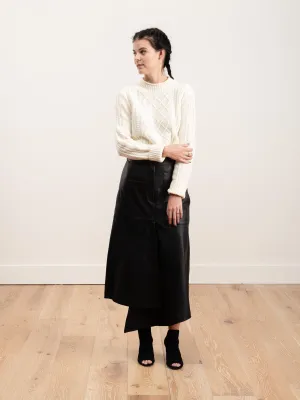 leather drape skirt