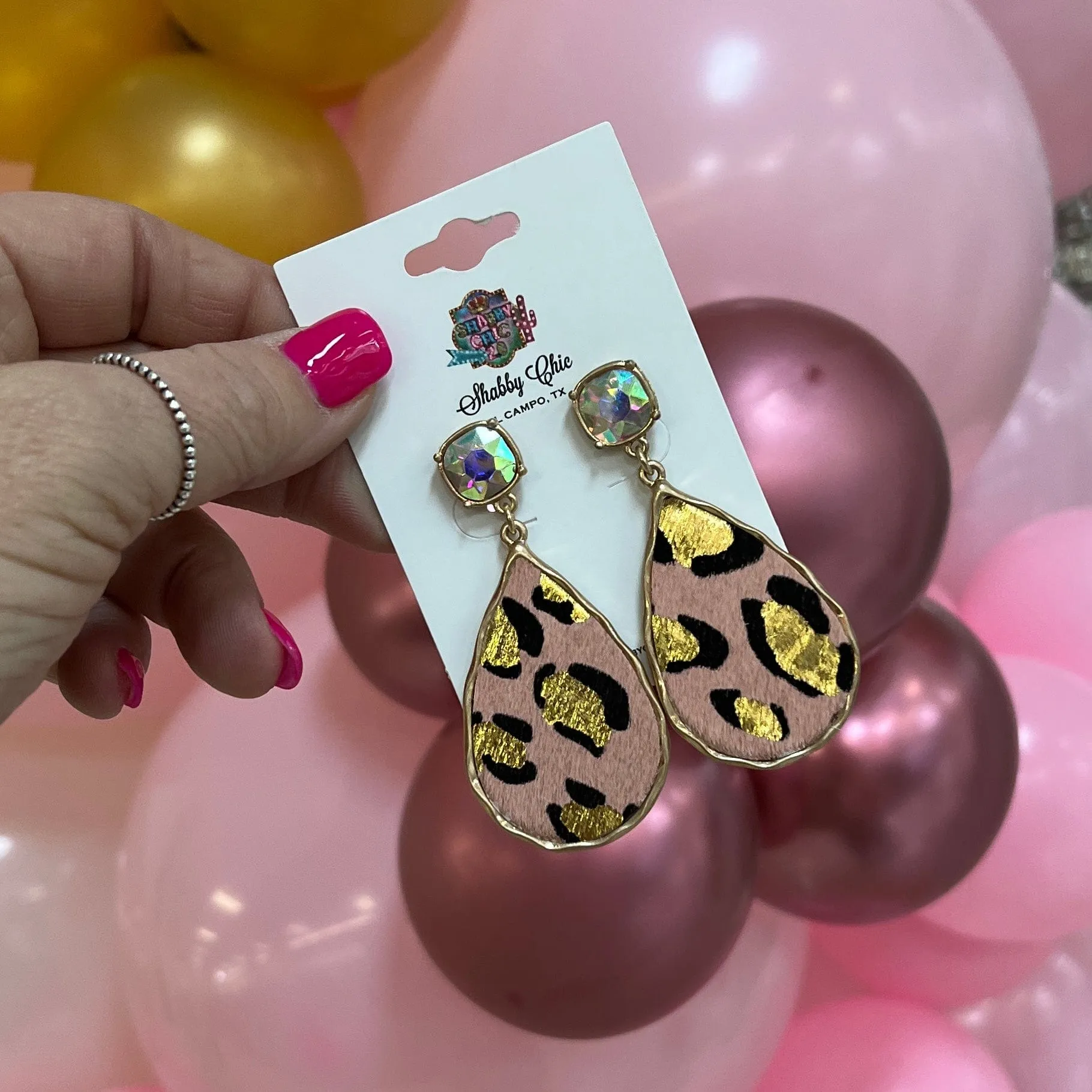 Light Pink Leopard Earrings