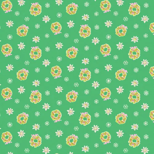 Little Joys Wreath on Green by Penny Rose Fabrics