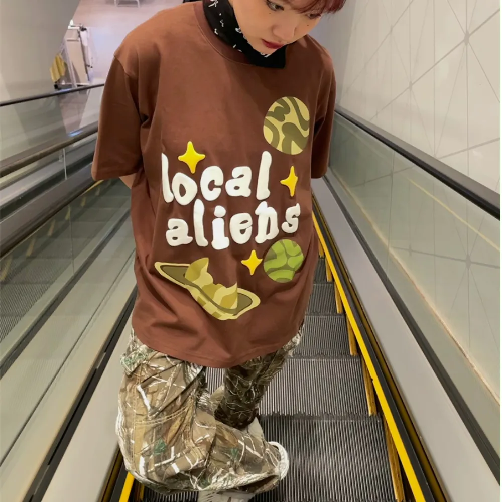 Local Aliens Print Cotton T-shirt
