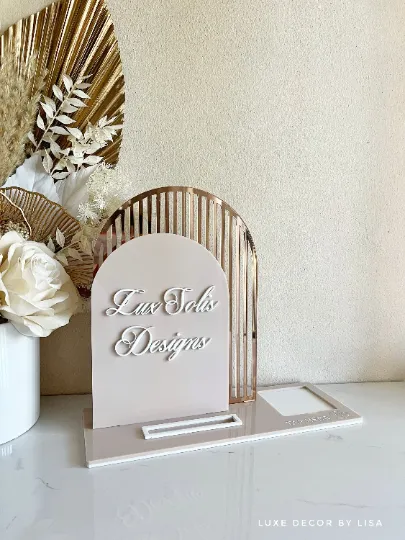 Logo Double Arched Social Sign/ Square   Card Holder