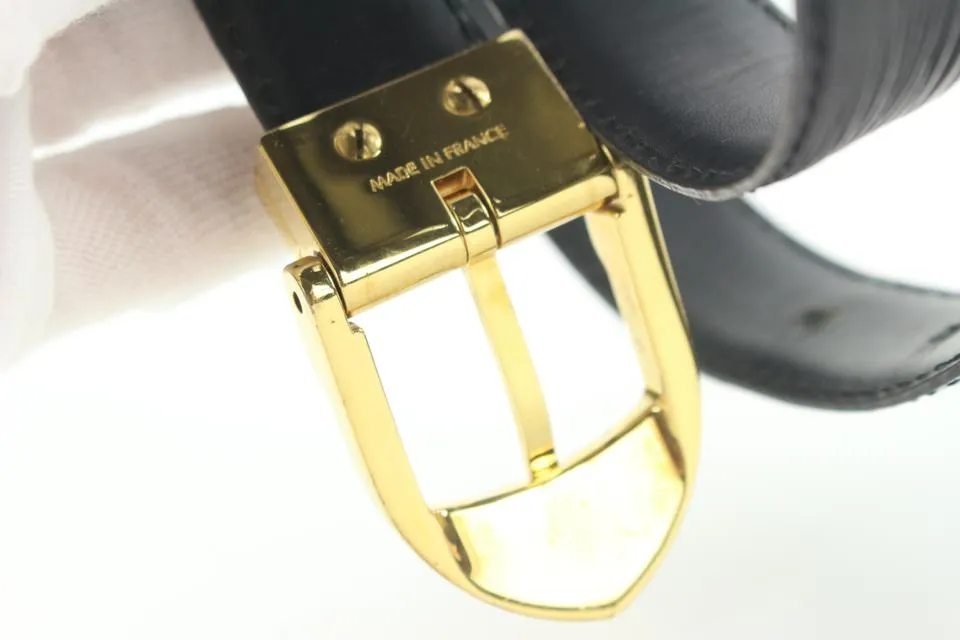 Louis Vuitton 85/34 Black Epi Leather Ceinture Belt Gold Buckle 6lvs17