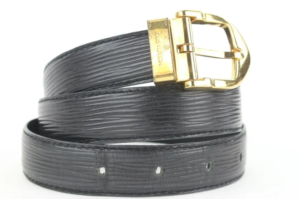 Louis Vuitton 85/34 Black Epi Leather Ceinture Belt Gold Buckle 6lvs17