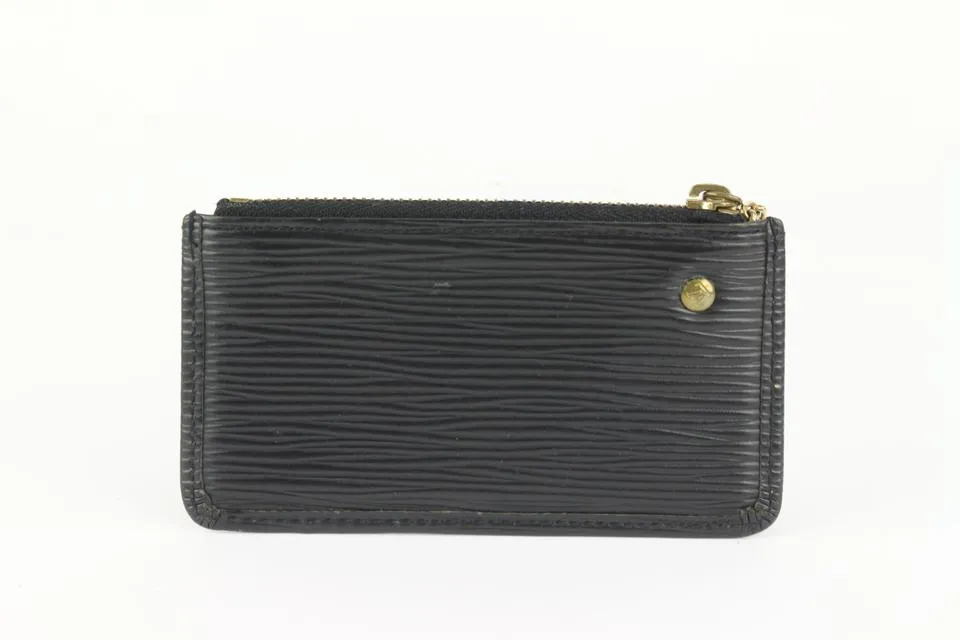 Louis Vuitton Black Epi Leather Noir Pochette Cles Key Pouch 1029lv38