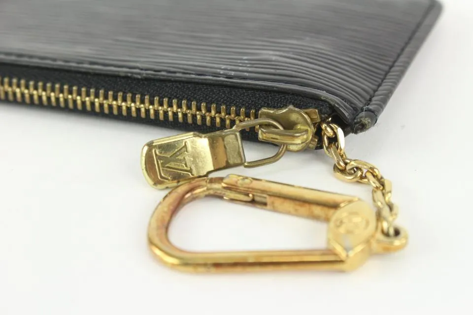 Louis Vuitton Black Epi Leather Noir Pochette Cles Key Pouch 1029lv38