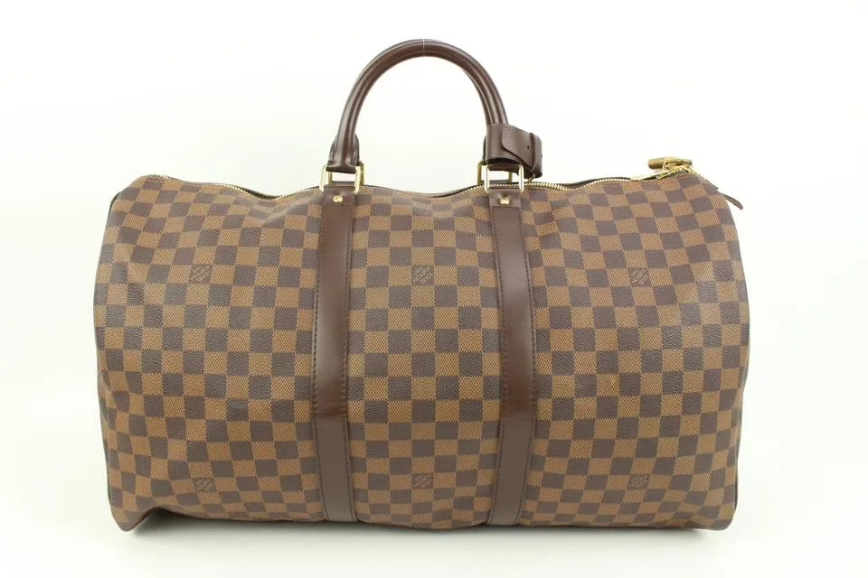 Louis Vuitton Damier Ebene Keepall 50 Duffle Travel Bag 41lk75