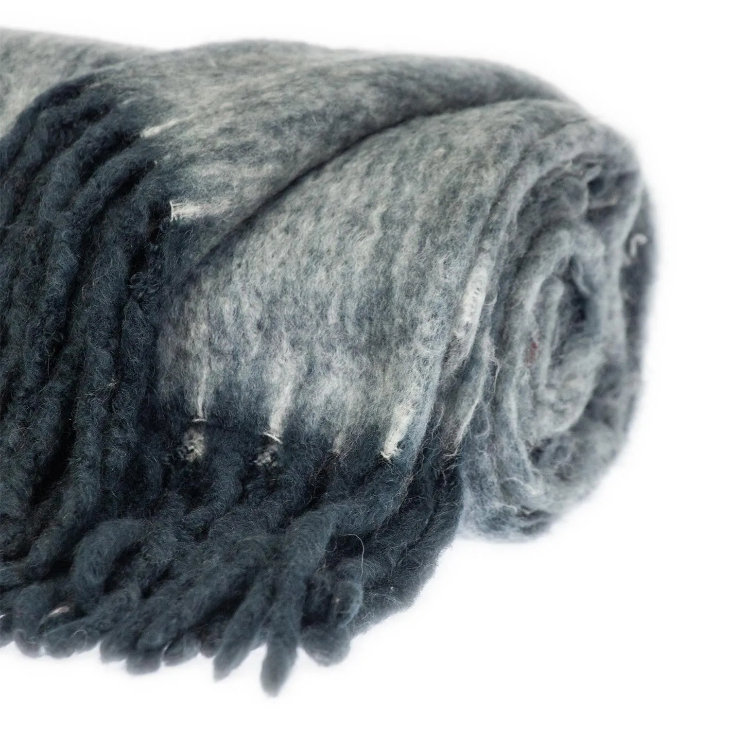 Luxury Blue and White Handloomed Throw Blanket