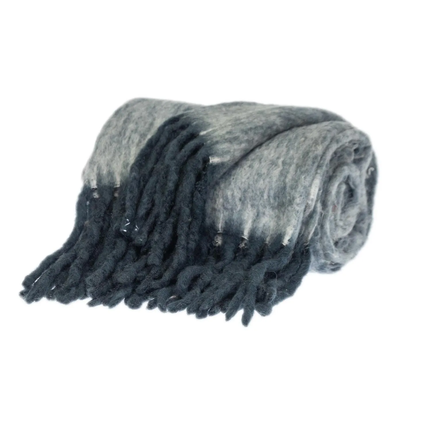Luxury Blue and White Handloomed Throw Blanket