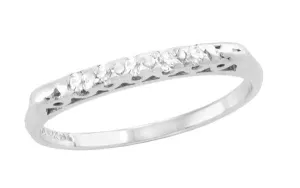 Maeve Mid Century Modern Narrow Straightline 5 Diamond Vintage Wedding Band in Platinum