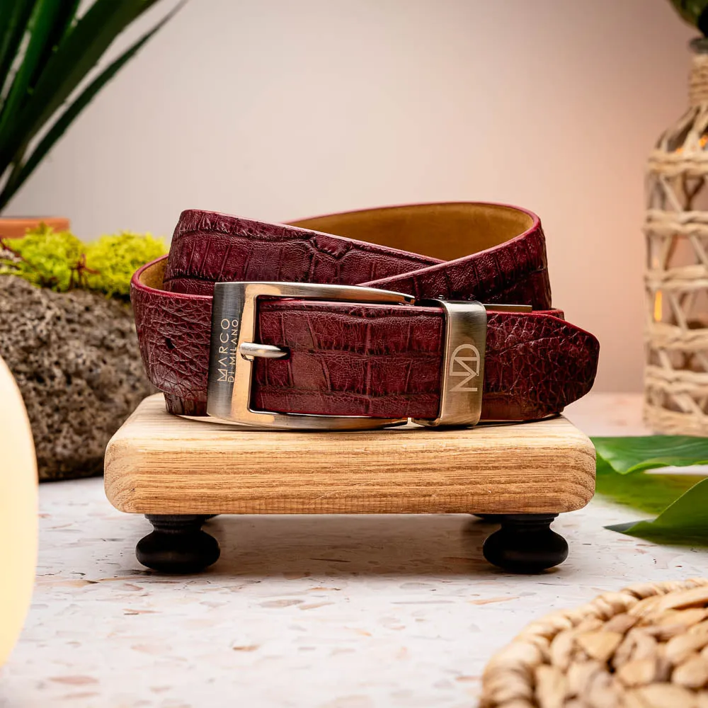 Marco Di Milano EST 100 Crocodile Belt in Wine