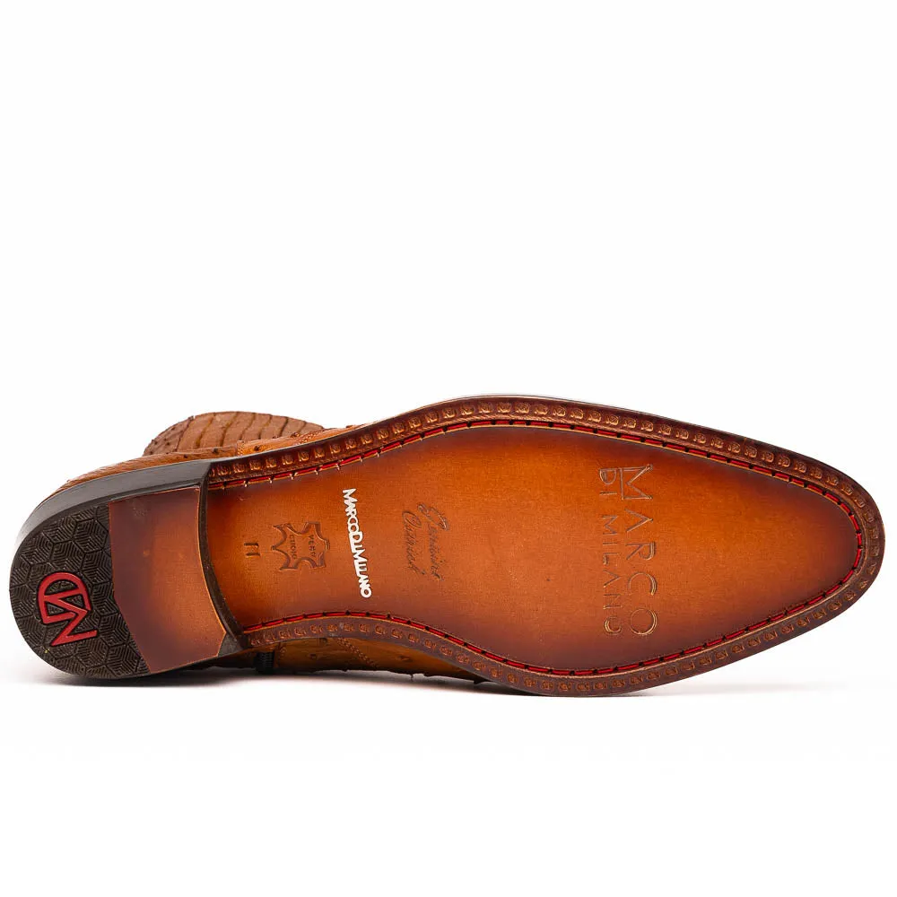 Marco Di Milano Giorgio in Brandy Ostrich Chelsea Boots