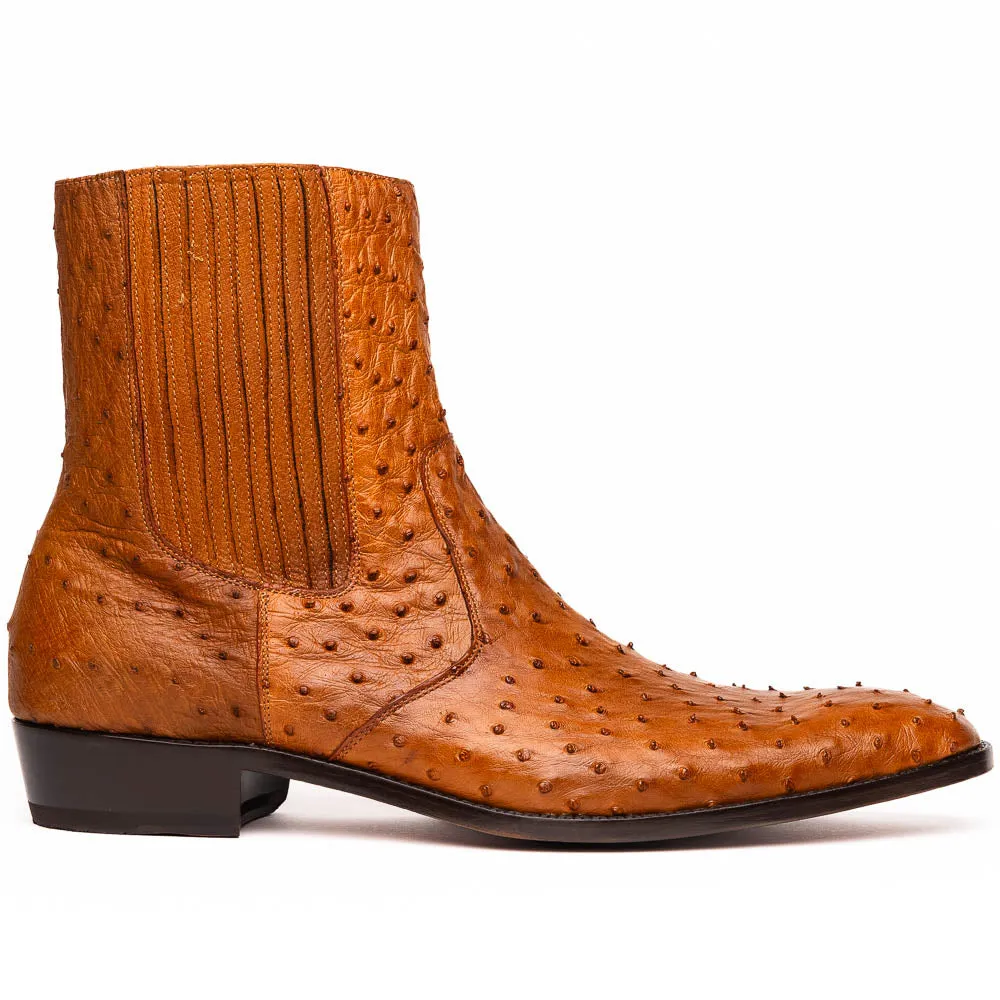 Marco Di Milano Giorgio in Brandy Ostrich Chelsea Boots