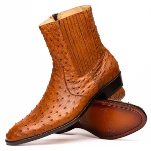 Marco Di Milano Giorgio in Brandy Ostrich Chelsea Boots