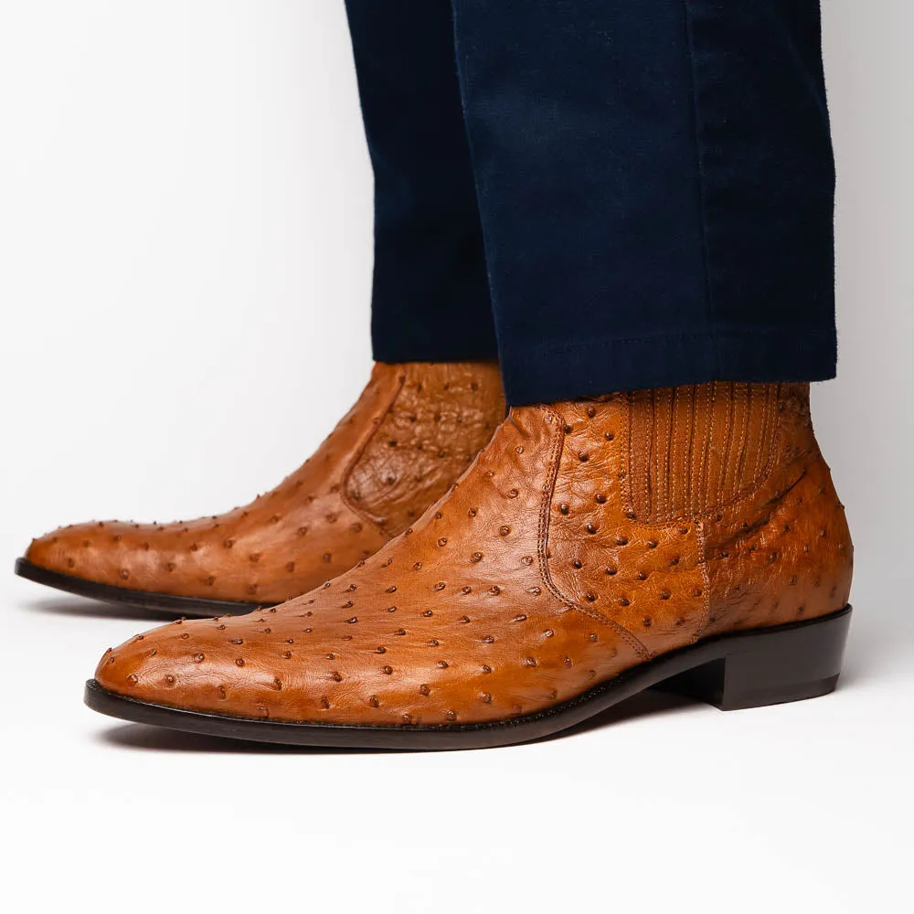 Marco Di Milano Giorgio in Brandy Ostrich Chelsea Boots