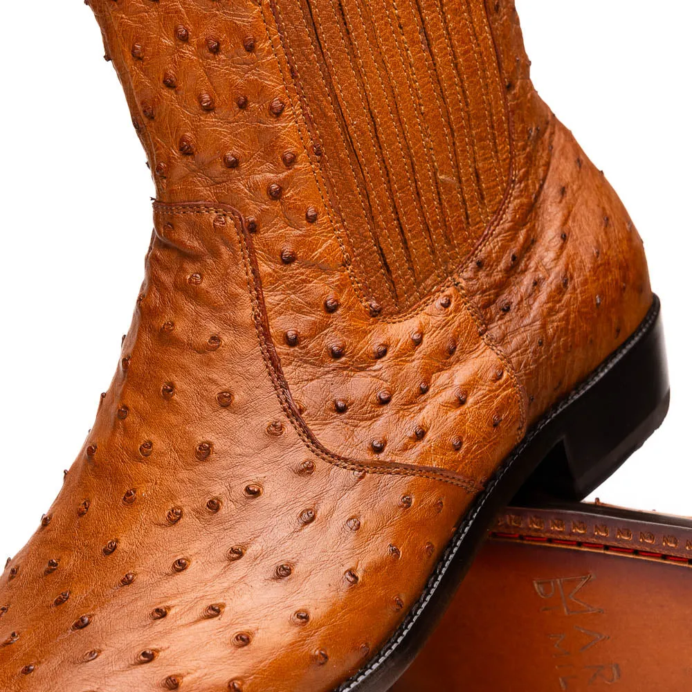 Marco Di Milano Giorgio in Brandy Ostrich Chelsea Boots