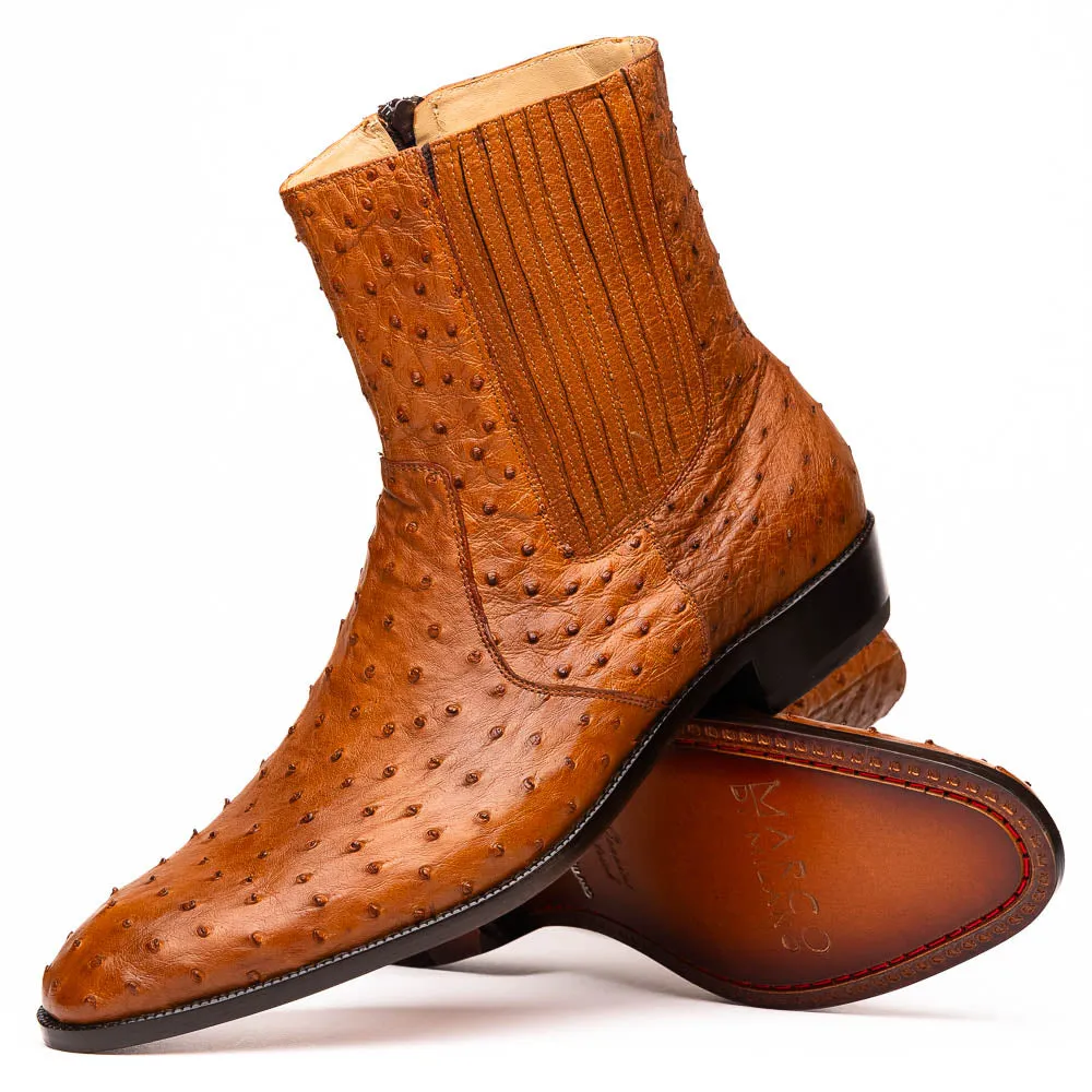 Marco Di Milano Giorgio in Brandy Ostrich Chelsea Boots