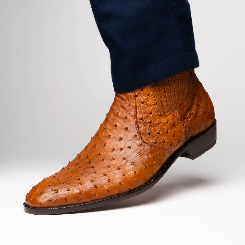 Marco Di Milano Giorgio in Brandy Ostrich Chelsea Boots