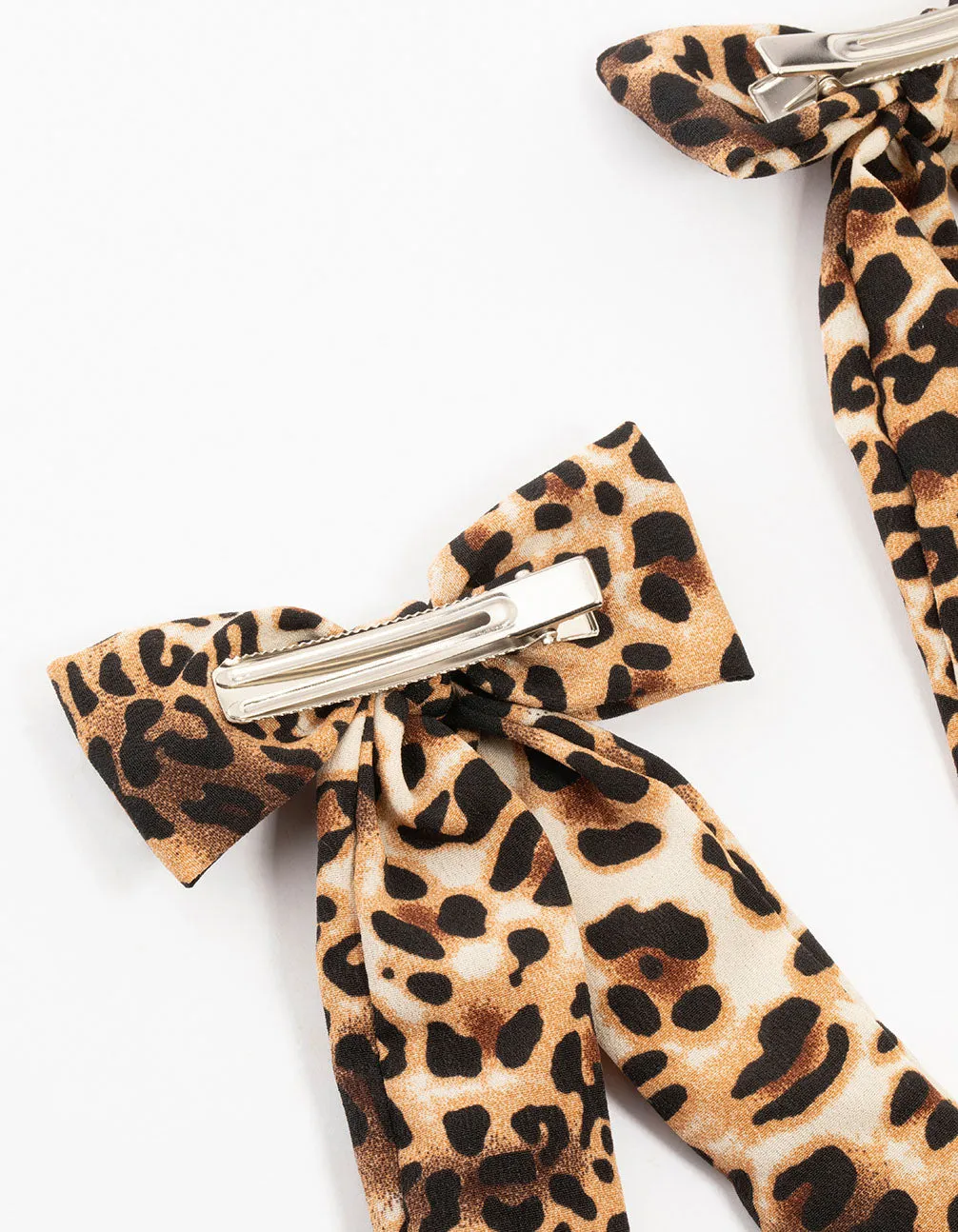 Medium Leopard Print Fabric Bow Clips 2-Pack