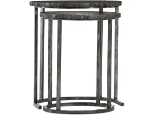 METAL NESTING TABLES WITH WOOD TOP