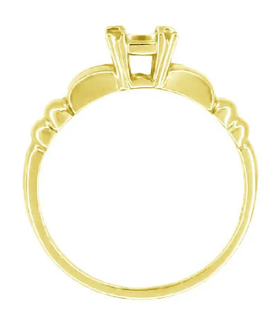Mid Century 1/3 Carat Engagement Ring Setting in 14K Yellow Gold | 4.5mm Round Stone Mount