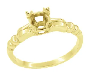 Mid Century 1/3 Carat Engagement Ring Setting in 14K Yellow Gold | 4.5mm Round Stone Mount