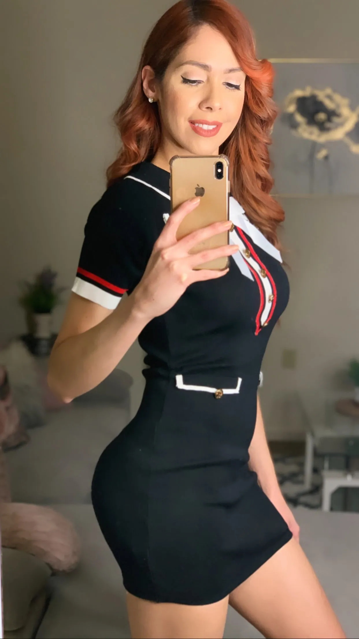 Mini Dress Featuring Collar and Ribbon Accent