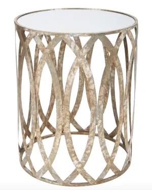 MIRRORED TOP SILVER SIDE TABLE
