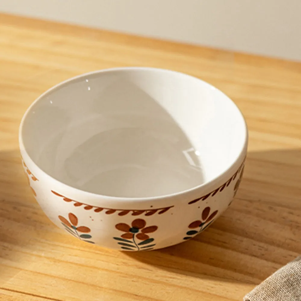 Modern SweetHome Retro Floral Tableware 4.5-inch Textured Bowl