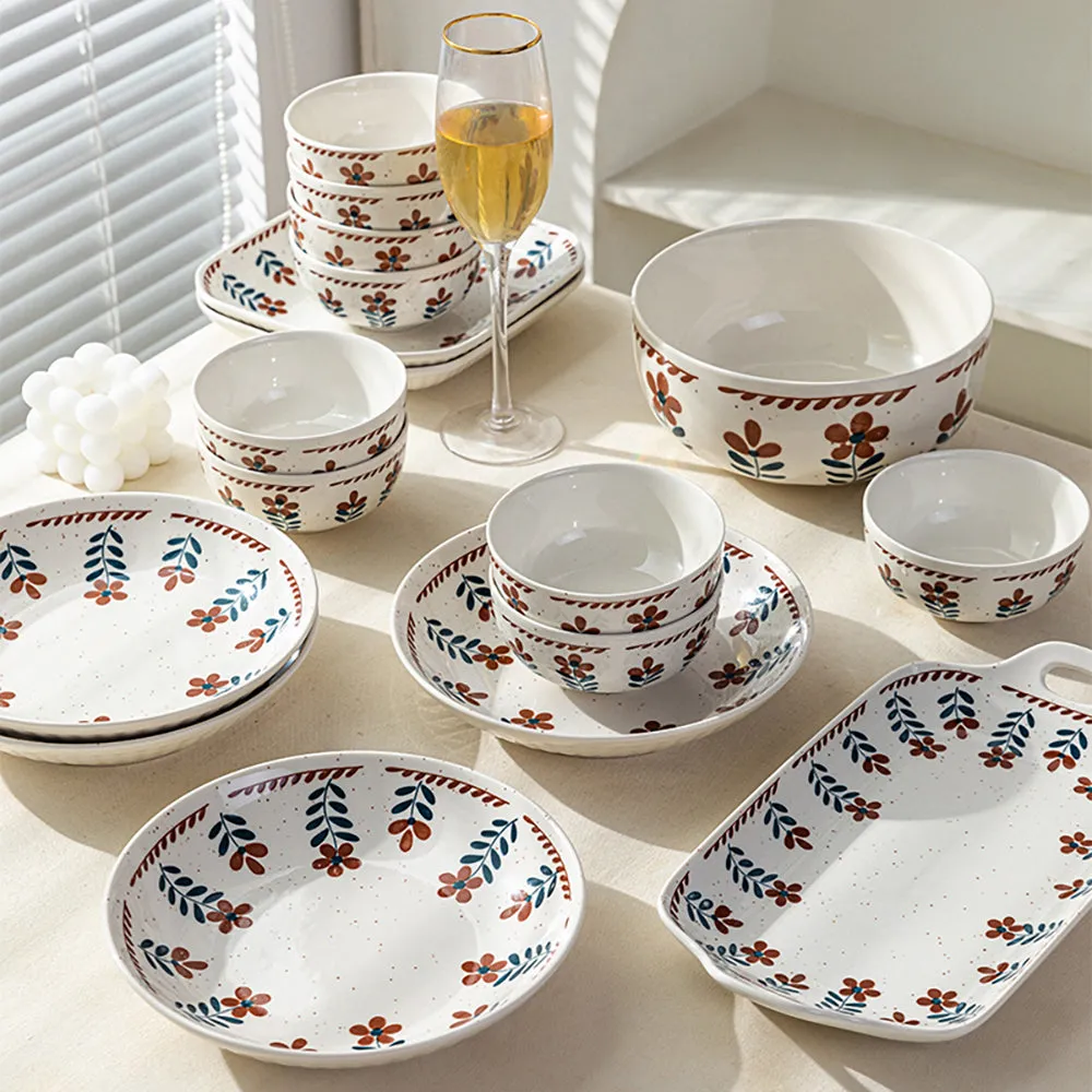 Modern SweetHome Retro Floral Tableware 4.5-inch Textured Bowl
