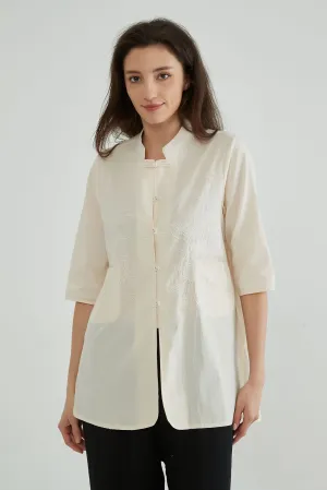 Moon Mist Retro Embroidered Frog Button Up Shirt