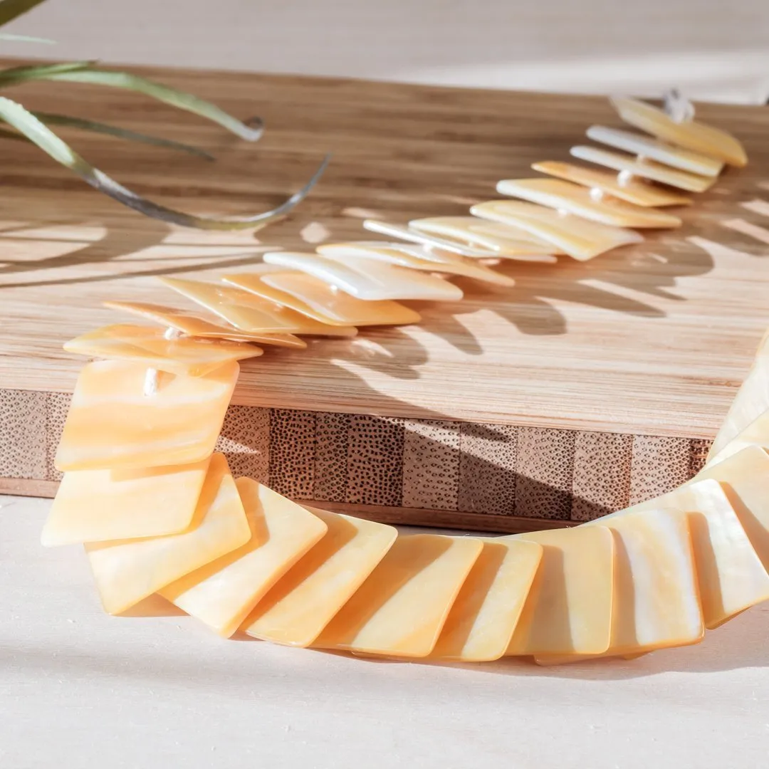 Mother of Pearl Statement Necklace - Playa Golden Yellow