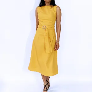 Mustard Yellow Sleeveless A Skirt Dress | ALPHONSINA