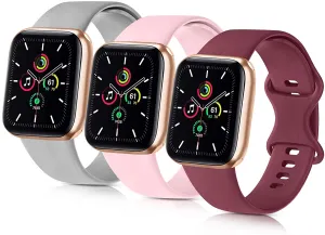 New Usky 3 Pack Bands Compatible with for Apple Watch Band 38mm 40mm 42mm 44mm, Soft Silicone Replacement Strap for iWatch Series 6 5 4 3 2 1 SE
