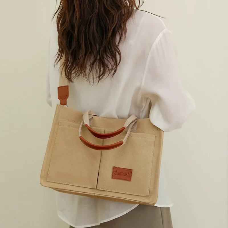 New Women's Canvas Bags Casual Retro Portable Large Capacity Multi-layer Bag