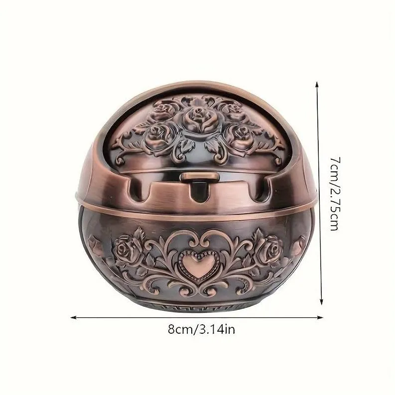 NYTRYD Ashtray Retro Ashtray Creative Personality Trend Household Living Room Anti Fly Ash Sealed Ashtray With Cover Light Luxury Ashtray
