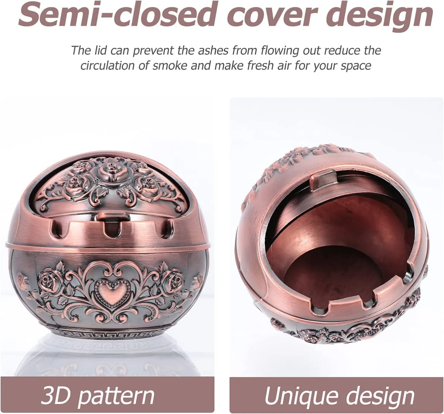 NYTRYD Ashtray Retro Ashtray Creative Personality Trend Household Living Room Anti Fly Ash Sealed Ashtray With Cover Light Luxury Ashtray