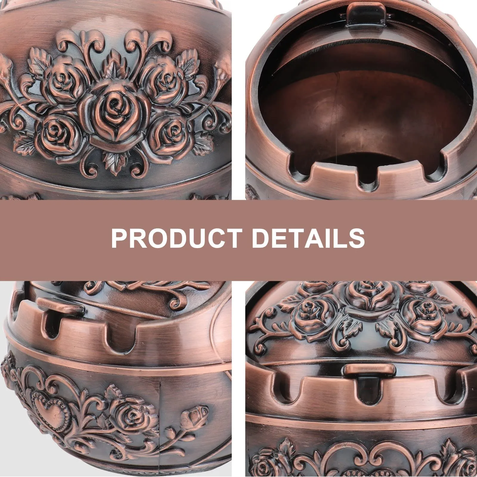 NYTRYD Retro Antique Cigarettes Ashtray Windproof With Lid,Ashtrays For Cigarettes,Cigarette Ash Holder Outdoor Indoor Patio Home Tabletop Decor Family indoor