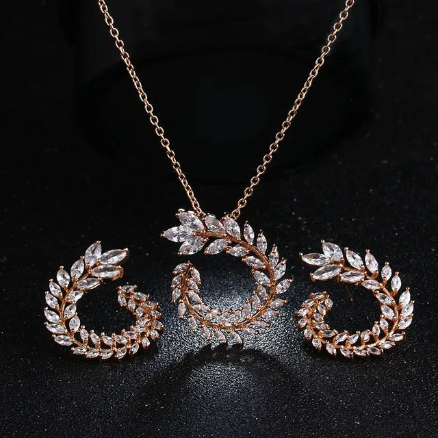 Olive Branch Earrings and Pendant Jewelry Set