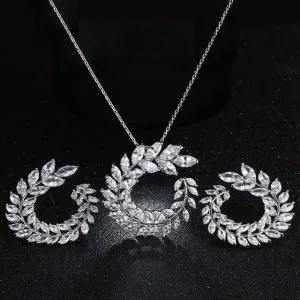 Olive Branch Earrings and Pendant Jewelry Set