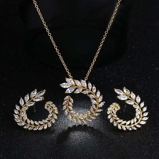 Olive Branch Earrings and Pendant Jewelry Set