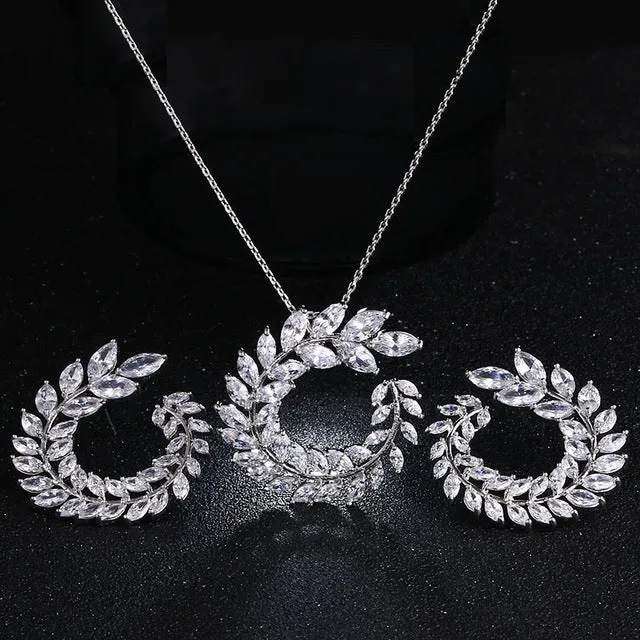 Olive Branch Earrings and Pendant Jewelry Set