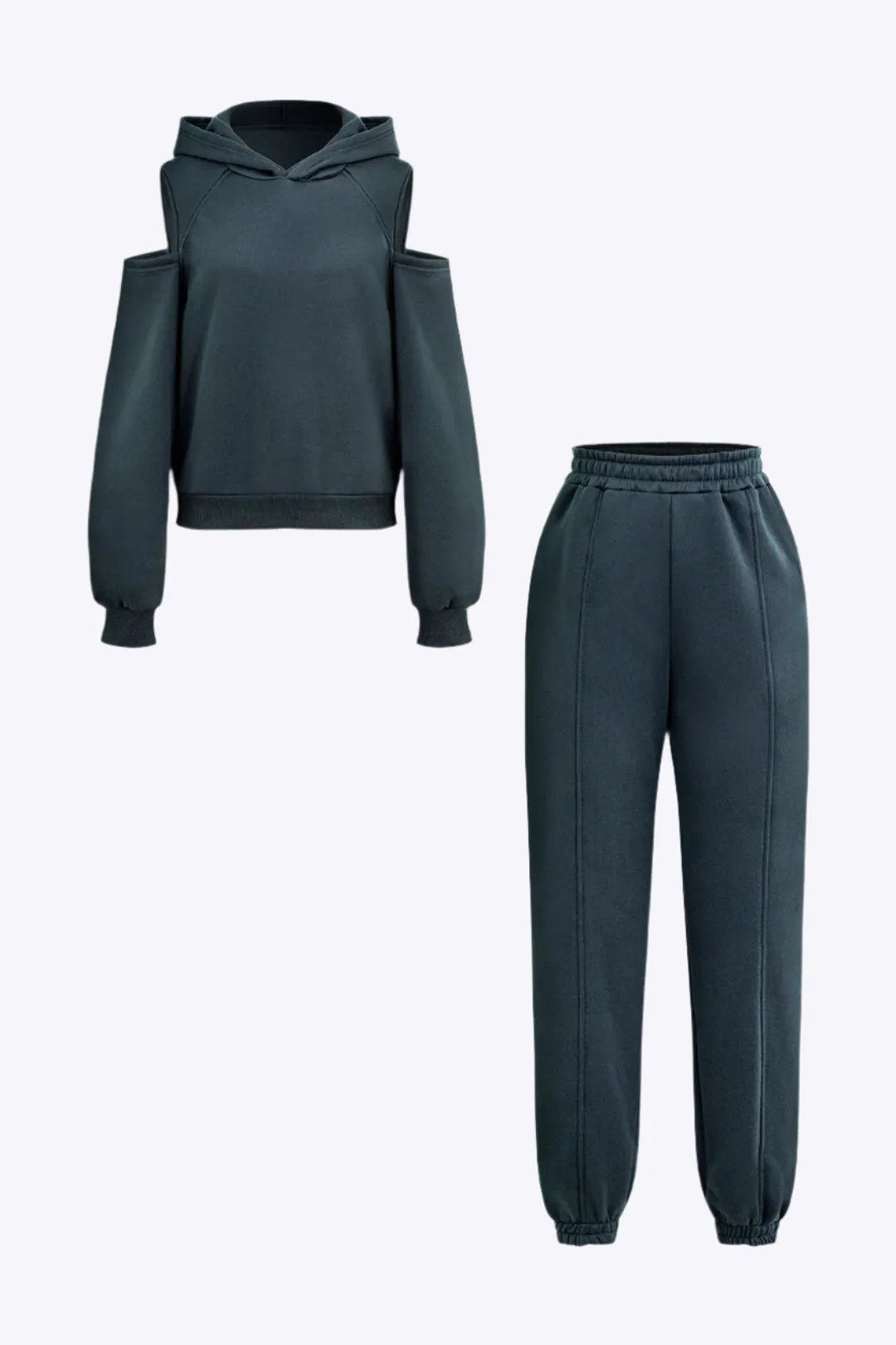 Olivia - Trendy Cut Out Design Woman's Sweatshirt and Pants Set