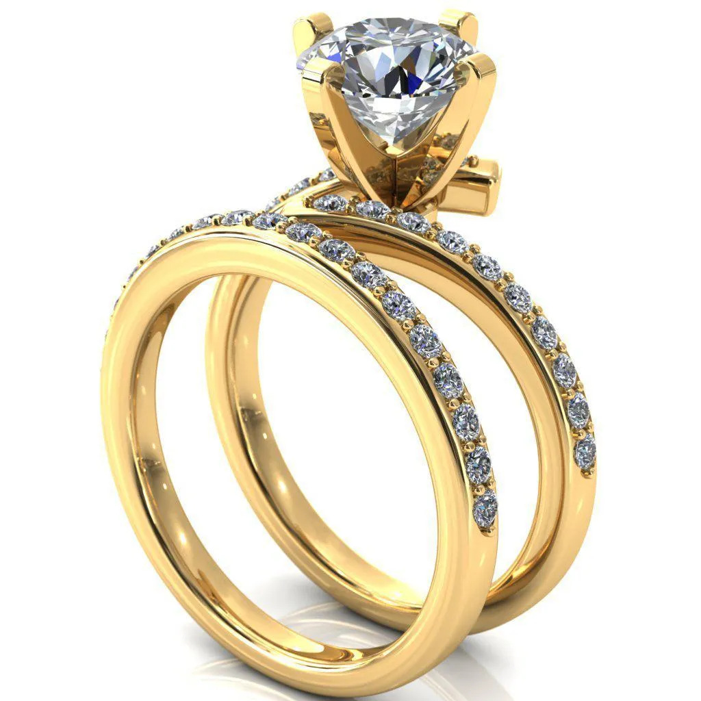 Orianna Round Center Stone 4 Prong 1/2 Eternity Bypass Shank Engagement Ring