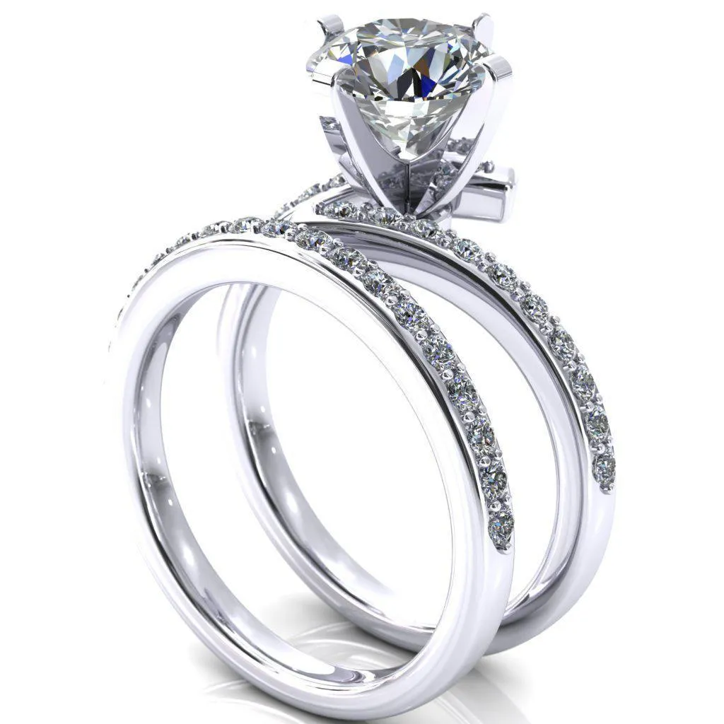 Orianna Round Center Stone 4 Prong 1/2 Eternity Bypass Shank Engagement Ring